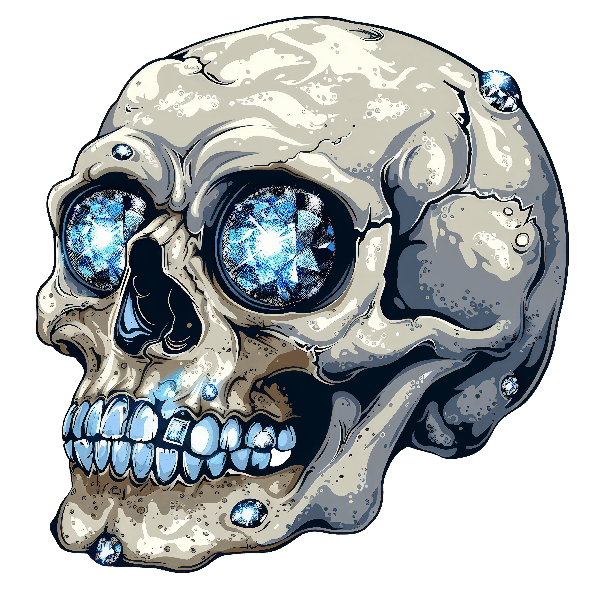 Jeweled Skull Art on Transparent Background