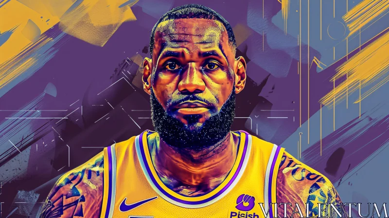 AI ART Vibrant Abstract Art of LeBron James