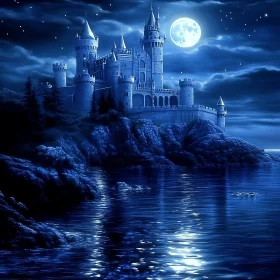 Night Castle by the Sea