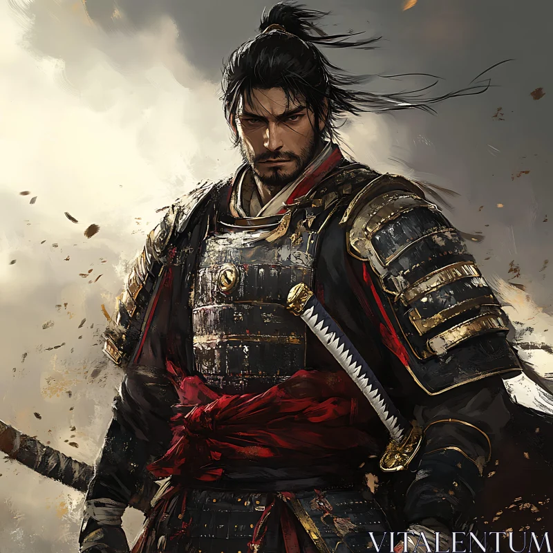 Stoic Samurai Digital Painting AI Image