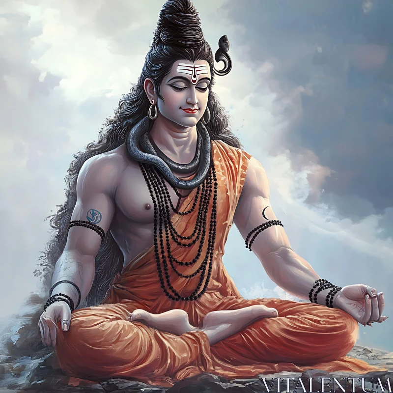 Serene Deity in Meditation Artwork AI Image