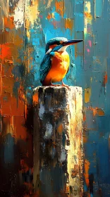 Kingfisher on Textured Stump