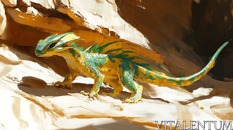 AI ART Green and Yellow Reptile Artwork