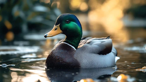Duck Swimming, Waterfowl Portrait