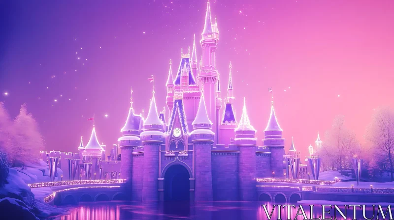 Fantasy Castle at Sunset AI Image