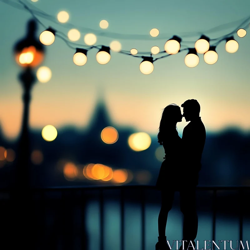 Evening Embrace: A Couple's Silhouette AI Image