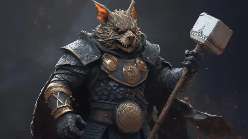 Armored Wolf Warrior Illustration
