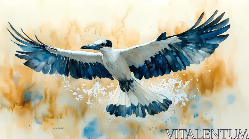 Blue-Feathered Bird Art AI Image