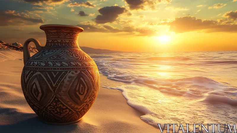 Seaside Pottery at Dusk AI Image