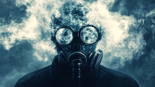 Gas Mask in Smoky Haze