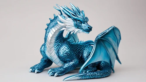 Shimmering Blue Dragon Sculpture