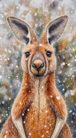 Snow-Covered Kangaroo Portrait