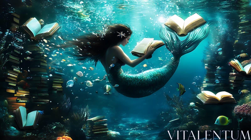 AI ART Underwater Library: A Mermaid's Tale