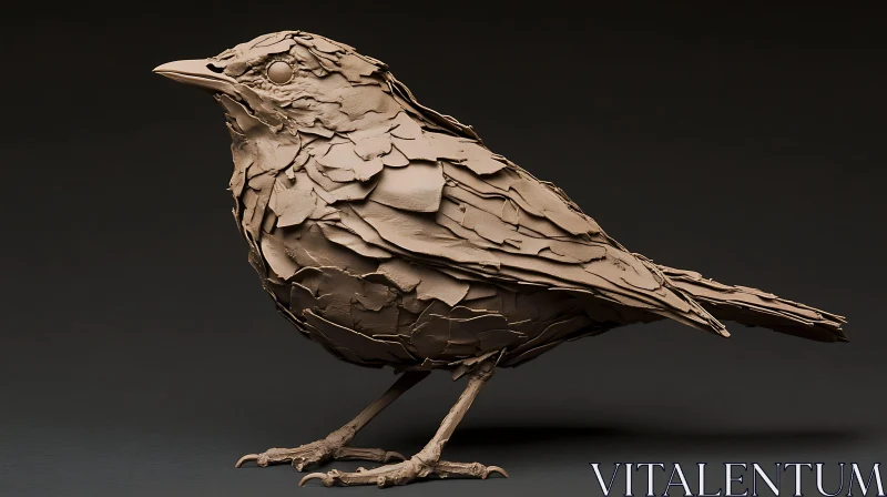 AI ART Textured Clay Bird Sculpture