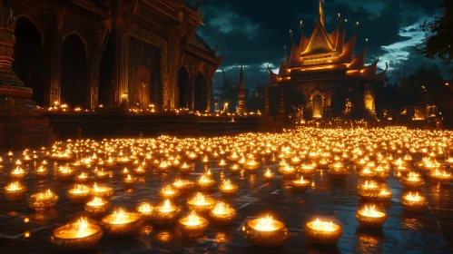 Candlelit Temple at Night