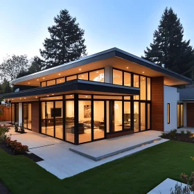 Illuminated Modern Glass House