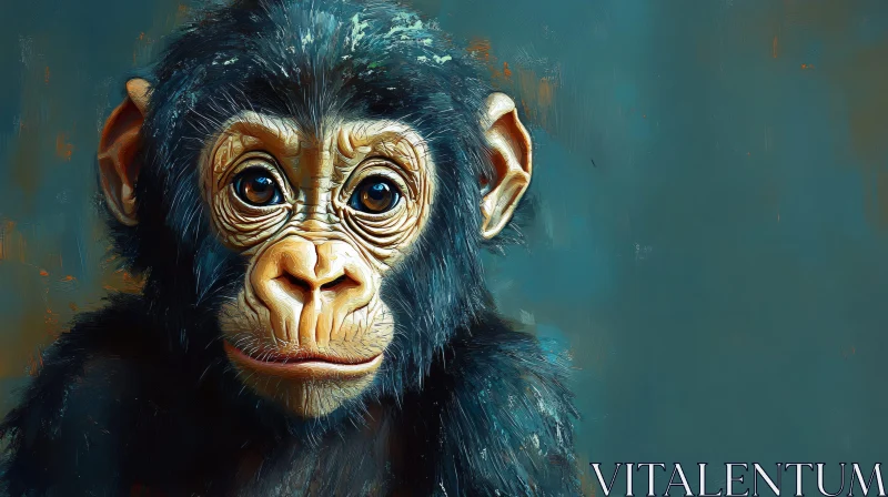 Portrait of a Chimpanzee in Art AI Image