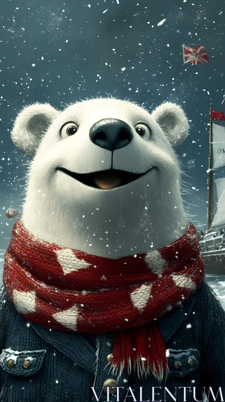 AI ART Polar Bear with Scarf