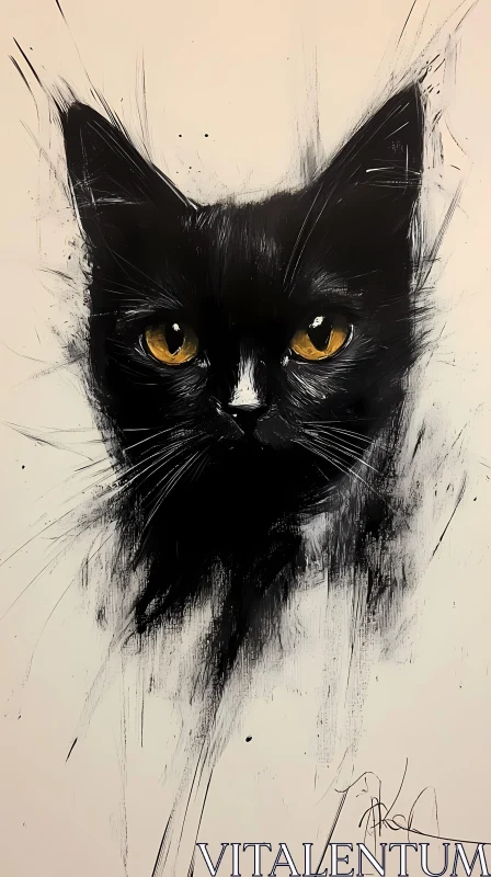 AI ART Golden-Eyed Cat in Abstract Art