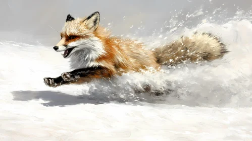 Fox in Snow Scene