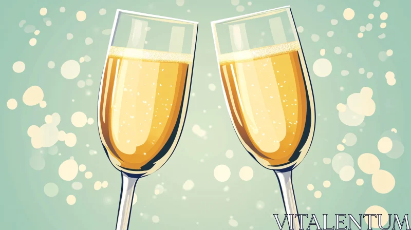 AI ART Festive Champagne Glasses Clinking