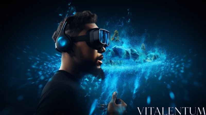 Immersive Virtual Reality Experience with VR Headsets and Blue Water AI Image