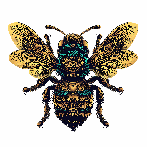 Majestic Golden Bee Vector Illustration POD Design