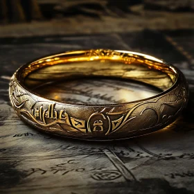 Ornate Golden Ring Close-Up