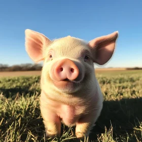 Charming Piglet in Sunlit Pasture