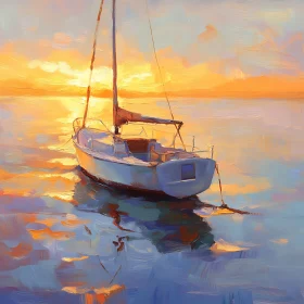 Stillness of Sunset: A Boat's Reflection