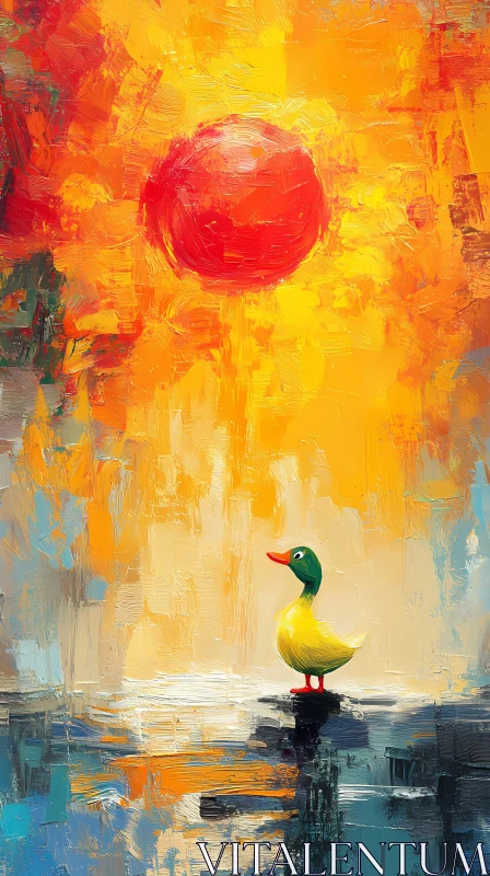 Colorful Duck and Sun Art AI Image