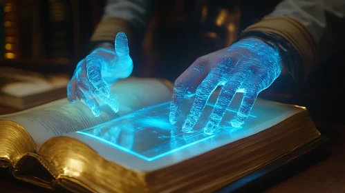 Mystical Book with Luminous Touch