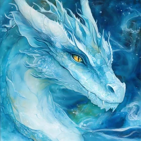 Blue Dragon with Yellow Eyes Artwork