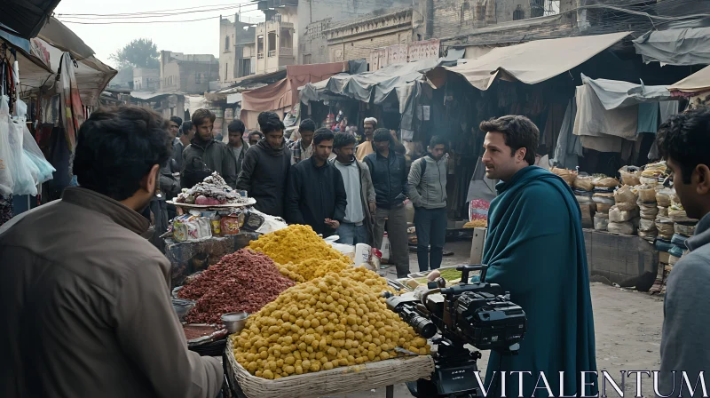 Vibrant Street Market AI Image