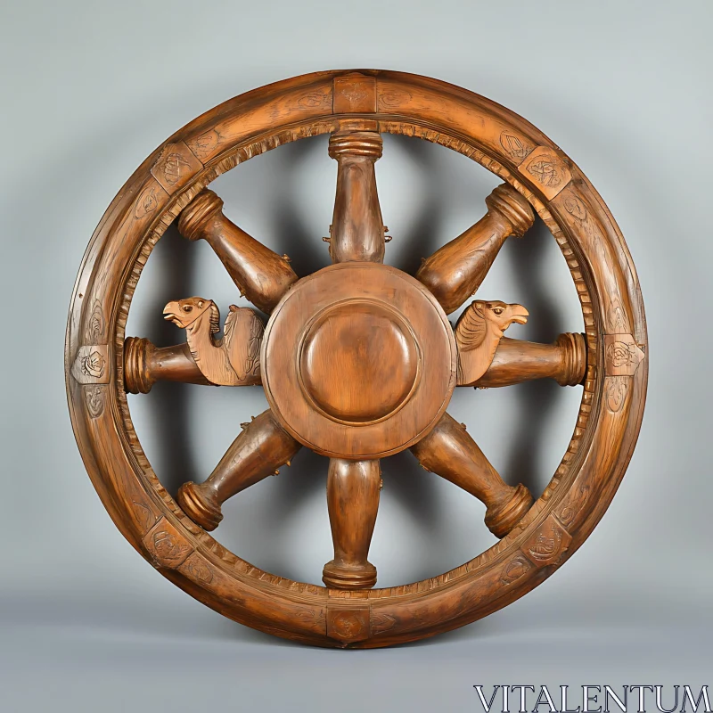 AI ART Hand Carved Wooden Wheel Art