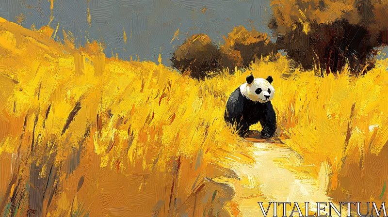 AI ART Golden Field Panda Art