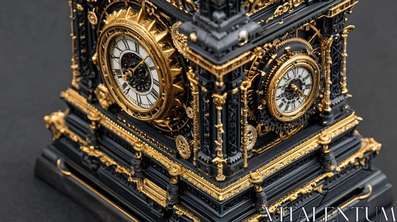 Vintage Clock with Intricate Design AI Image