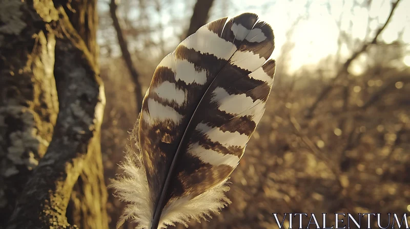 Patterned Feather in Sunlight AI Image