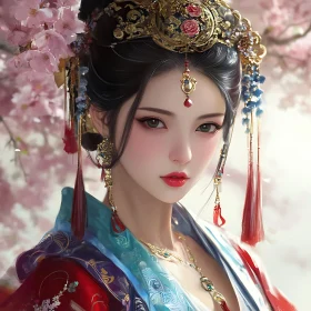 Portrait of Woman with Cherry Blossoms