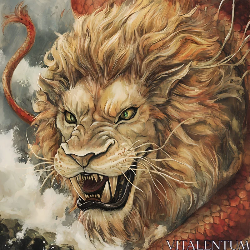 Fantasy Lion Dragon Creature AI Image