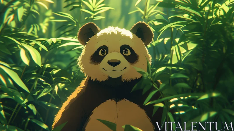 AI ART Cute Panda in a Bamboo Forest