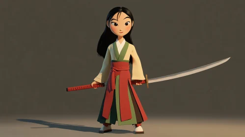 Stylized Mulan Cartoon Illustration