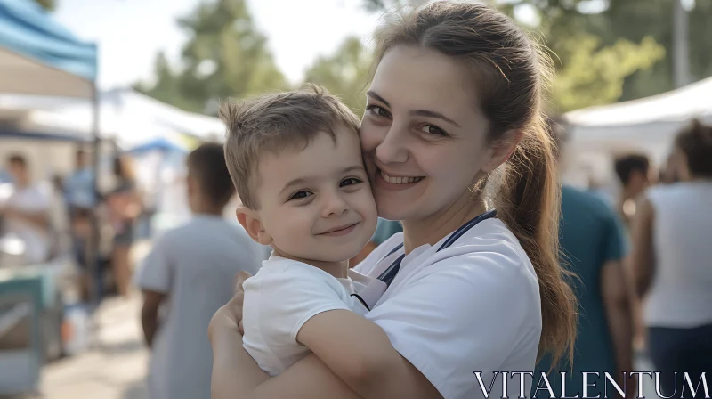 Loving Embrace of Mother and Child AI Image