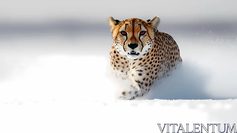 Snow-bound Cheetah AI Image