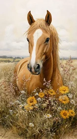 Horse Amidst Summer Meadow