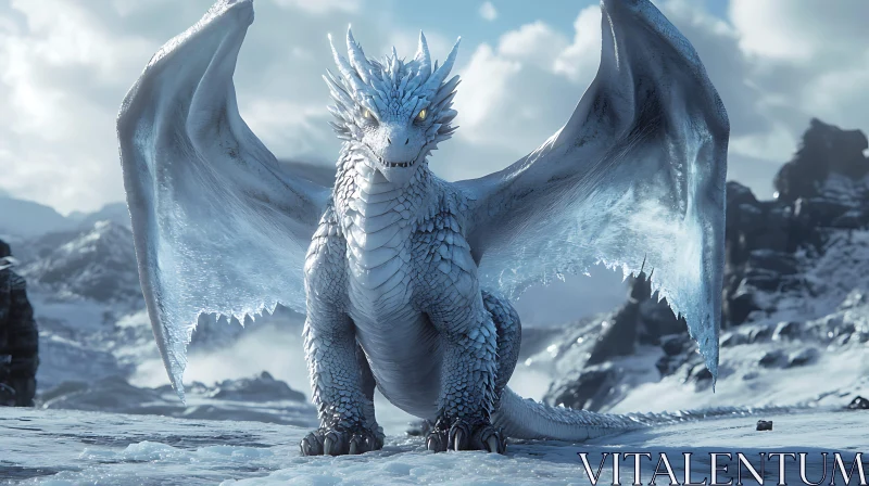 AI ART Crystalline Dragon Winter Fantasy Art