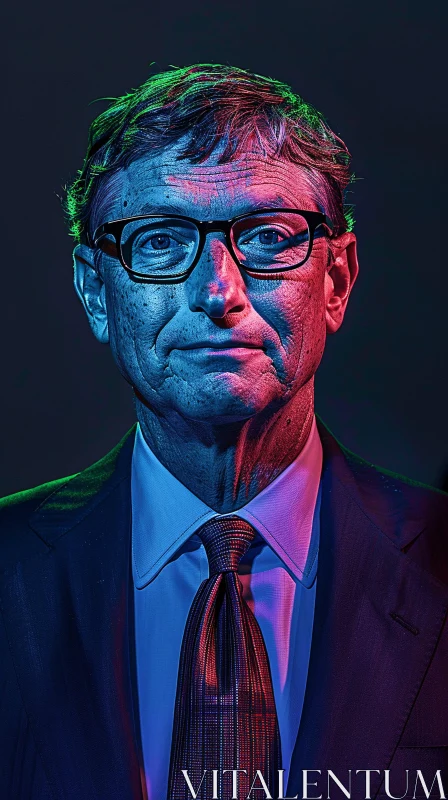 AI ART Bill Gates Neon Portrait