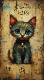 Charming Feline Art with Abstract Background