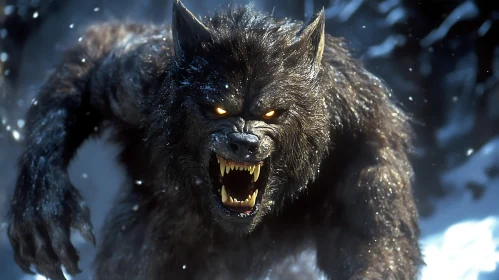 Angry Werewolf with Glowing Eyes