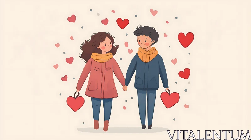 AI ART Sweet Cartoon Couple in Love